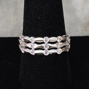 Ladies 3 Row Sterling CZ Ring
